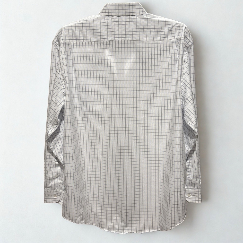 Pronto Uomo Non Iron Blue/ Check Long Sleeve Button Down Shirt-17 1/2 34/35 - Picture 5 of 6